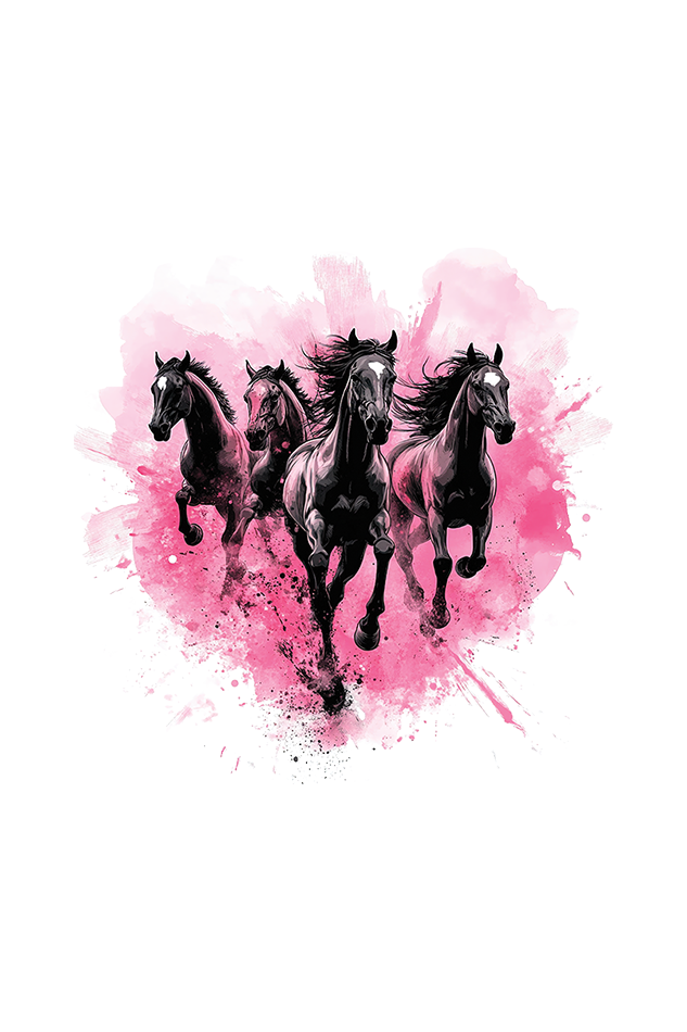 Running Horses - Classic Oversized Cotton T-Shirt