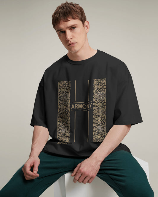 Golden Harmony - Classic Oversized Cotton T-Shirt